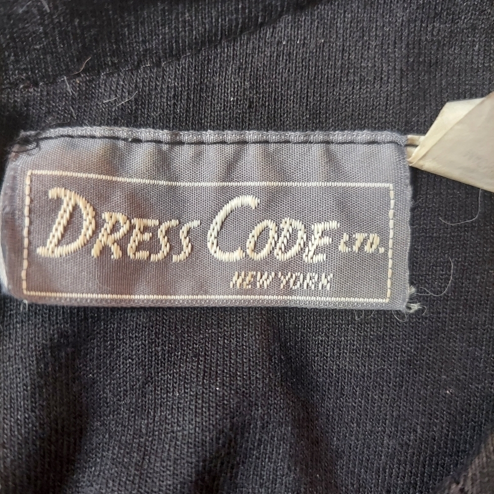 Vintage Black Sheath Dress with Dolman Sleeves and Bib Collar - Picture 13 of 16